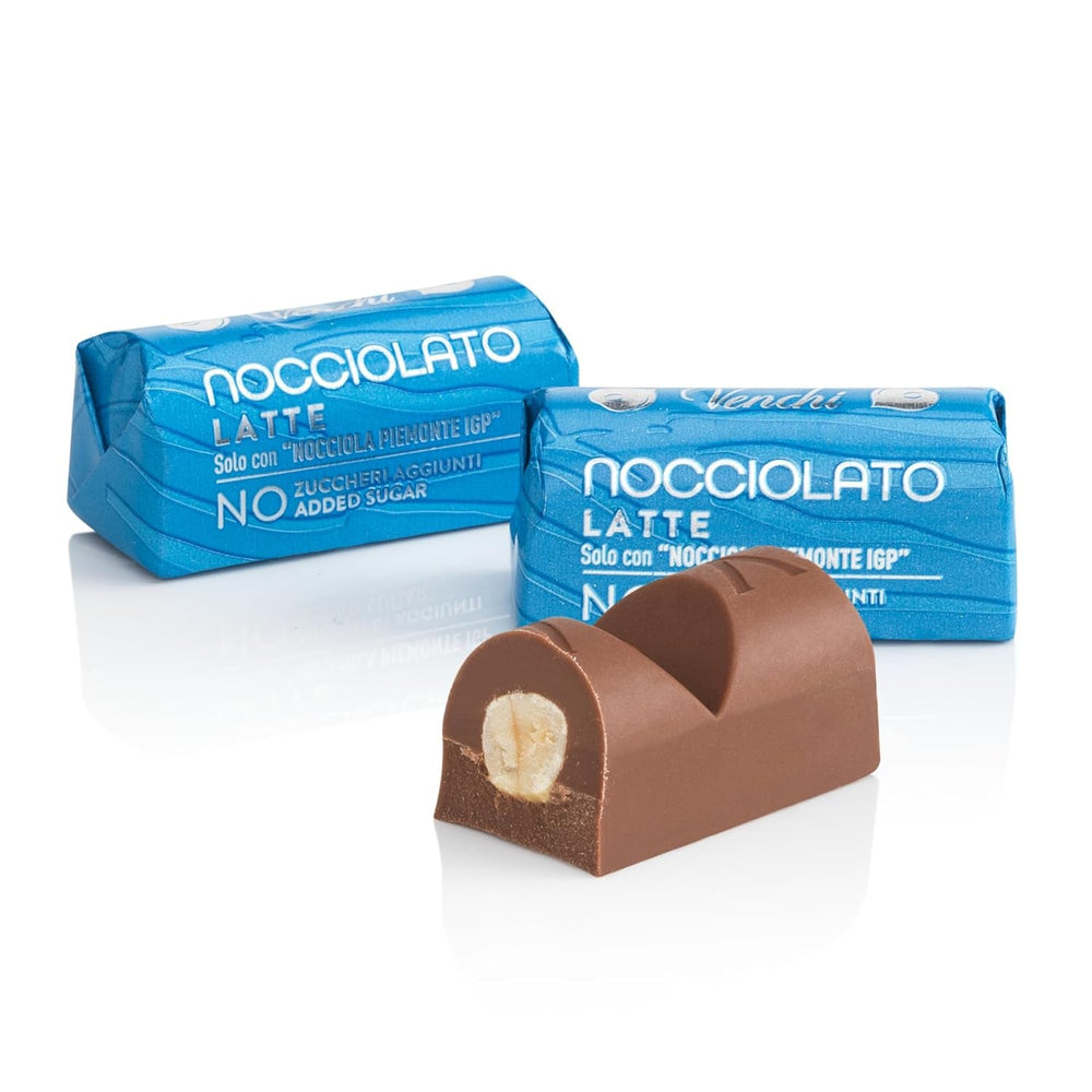Venchi - Batoane de ciocolată cu lapte și alune de pădure - 70% zahăr - Praline cu alune de pădure IGP Piemont întregi, 1 kg - Fără gluten