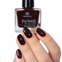 Oja HYBRID alessandro Rouge Noir - Roșu închis-Negru - Unghii perfecte în doar 3 pași, fără LED - rezistă până la 10 zile! 8 ml