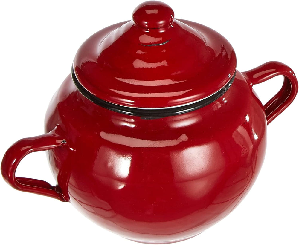Zahărniță Roja cu capac, 0,5 l, din oțel emailat roșu, 10 x 10 x 20 cm, 2 bucăți