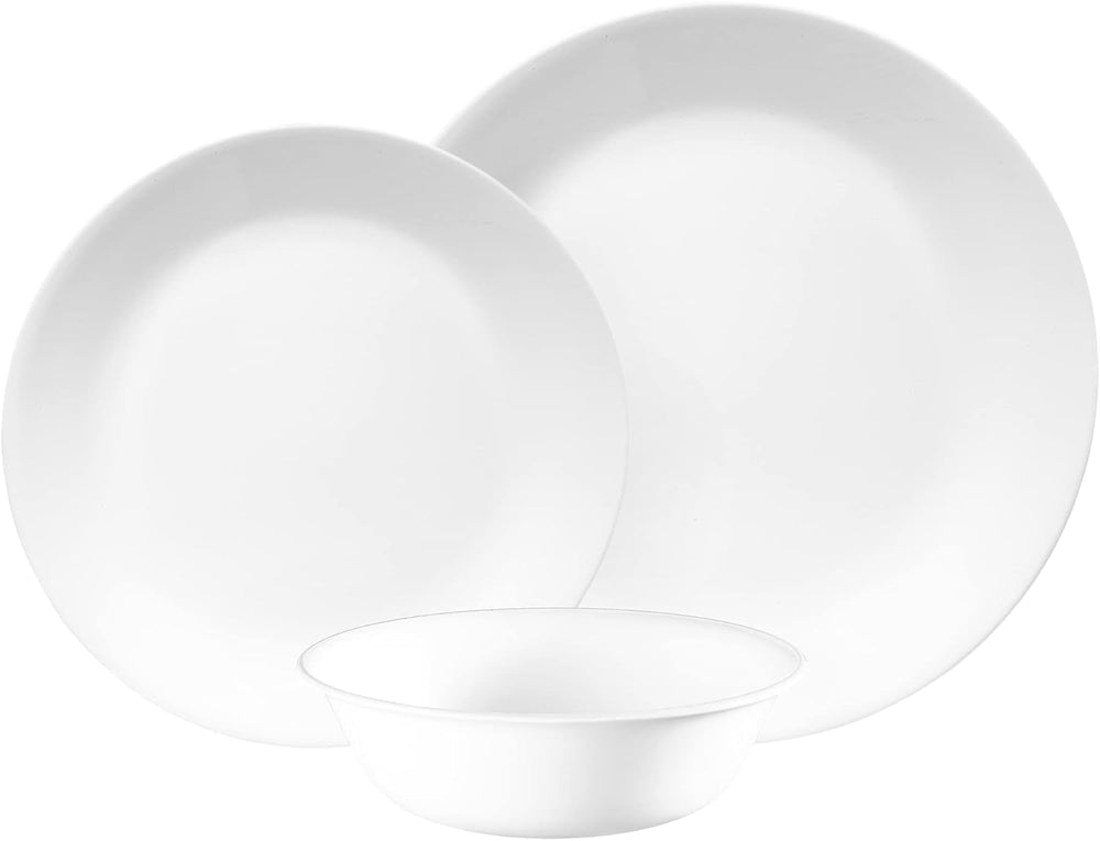 Set de veselă Winter Frost pentru 4 persoane, 12 piese, veselă premium din sticlă Vitrelle™ ultra-durabilă, se poate spăla în mașina de spălat vase, poate fi folosit la cuptorul cu microunde și la cuptorul cu microunde, design festiv de iarnă