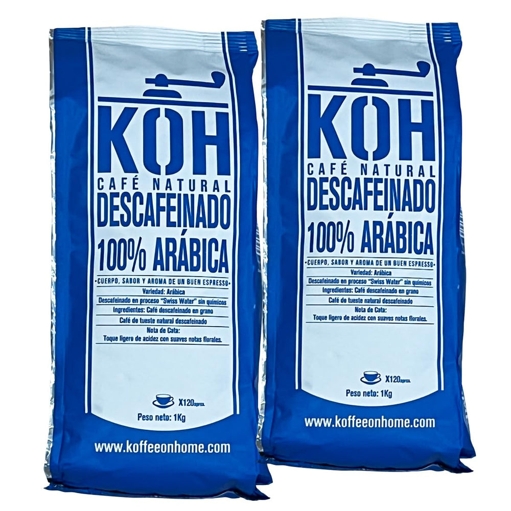 Entkoffeinierte Kaffeebohnen – 100% Arabica, Natürlich Geröstet, Wasserentkoffeiniert, 2 x 1kg Ganze Bohnen (2kg)