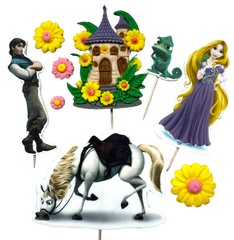 DulceCraft Set 9 Decorațiuni Comestibile Rapunzel - Figurine Din Pasta De Zahăr 1-10 cm Pentru Torturi