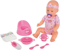 Simba 105039005 - New Born Baby Puppe, für Kinder ab 3 Jahren, Spielpuppe mit Funktionen, kann Trinken und PIPI Machen, 8 Teile, mit Babypuppe & Zubehör