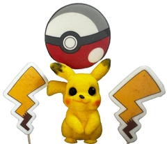 Set 4 decoratiuni comestibile din pasta de zahar, Pikachu Decoratiuni din Pasta de Zahar Naty Shop