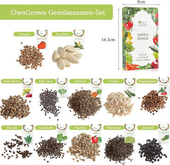 OwnGrown Gemüse Samen Set - 12 Pflanzensamen Sorten für Hochbeet und Garten - Praktische Box mit Gemüsesamen für den Anbau Frischer Ernte zu Hause - Ideal für Gartenliebhaber