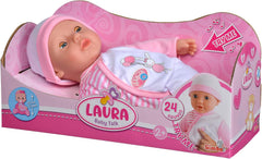 Simba 105140020 - My Love Baby Talk, Weichkörperpuppe mit Schlafaugen in süßem Strampler, macht 24 Babylaute, 30cm, Babypuppe ab 2 Jahre