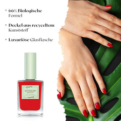 Oja roșie cu uscare rapidă (Poppy Red) - ojă naturală cu formulă vegană - respirabilă, sustenabilă și de lungă durată, 14 ml