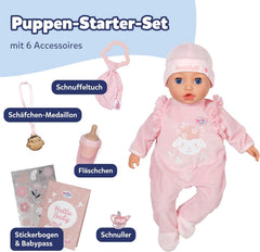 BABY Born Annabell 43 cm - Păpușă moale cu 7 funcții electronice și sunet - Potrivită pentru copii cu vârsta de la 3 ani în sus - Păpușa include accesorii - Necesită baterii