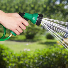 Furtun spiralat Relaxdays, extensibil până la 20 m, furtun flexibil de grădină cu pulverizator de apă, 7 modele de pulverizare, verde