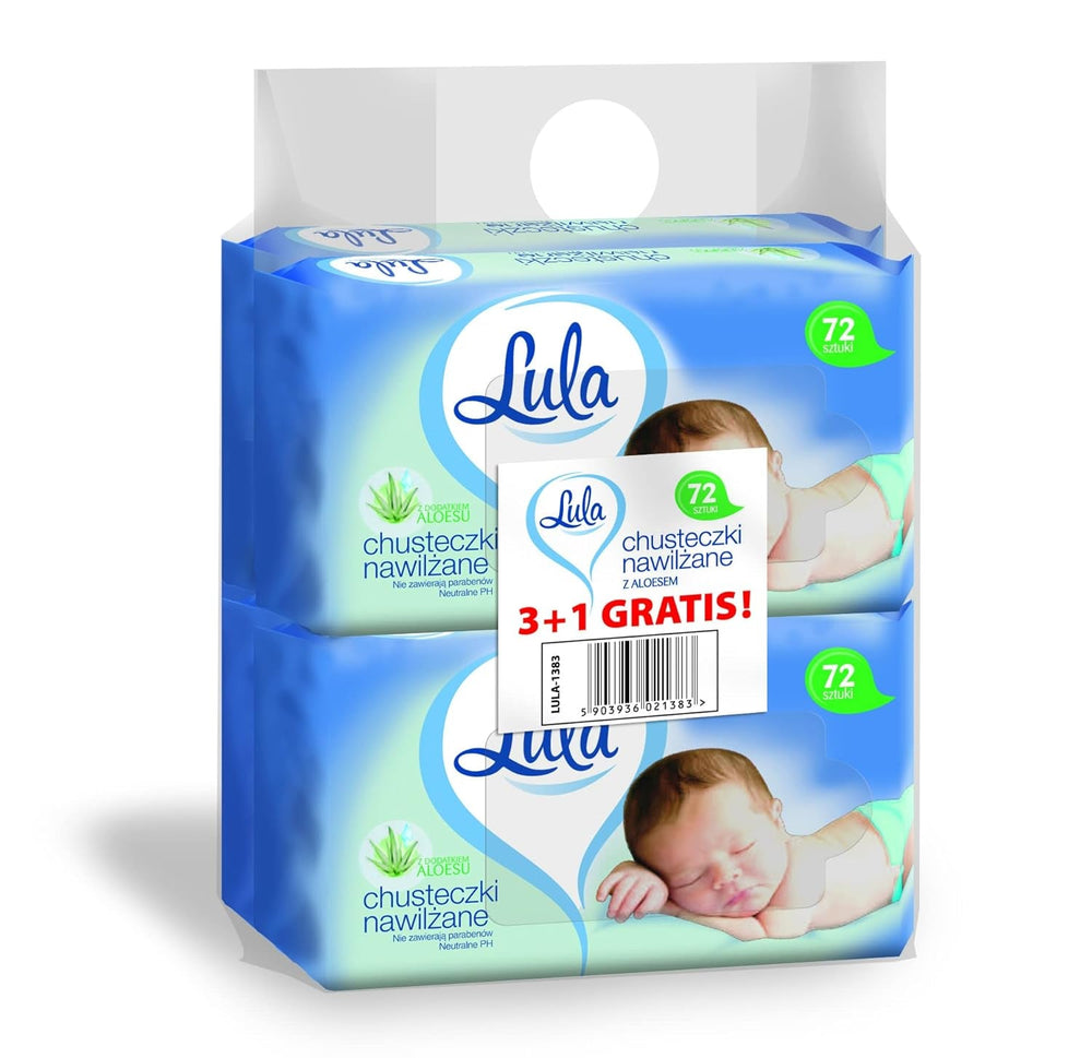 Șervețele umede pentru bebeluși LULA cu aloe vera 72 buc 3 buc + 1 buc gratuit