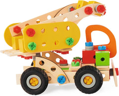 Eichhorn - Constructor Bagger, 5 Verschiedene Modelvarianten baubar, Konstruktionsspielzeug mit 180 Teilen, vielseitiges Holzspielzeug, aus 100% FSC zertifiziertem Buchenholz, ab 6 Jahren