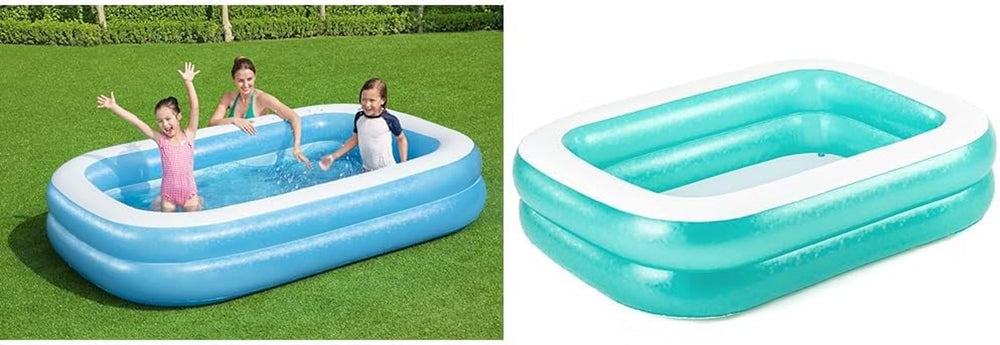 Piscină familială, 262 x 175 x 51 cm și 54005 Piscină familială transparentă gonflabilă, 201 x 150 x 51 cm - Verde