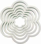6 buc. decupaje din plastic FLOWER pentru glazură, fondant, decorațiuni tort cu zahăr, 11,5 x 1 x 11,5 cm, fildeș