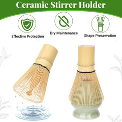 Set Matcha Alyvisun, Set de Ceai Matcha cu 5 Piese cu Tel Matcha și Suport pentru Tel Matcha, Linguriță, Lingură de Ceai, Set Tel Matcha pentru Iubitorii de Matcha, Ideal pentru Începători și Entuziaști