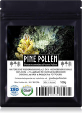PINE POLLEN (Pinien Pollen) - Natürliche Wildsammlung | Top-Qualität Vom Nr.1-Original | 100% Rein + Laborgeprüft Auf Schadstoffe | GMP + ISO-9001 Zertifiziert | Frisch Geerntet | Roh Vegan | 100G