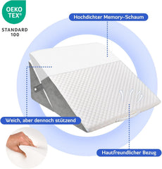 INFANZIA Pernă cu pană reglabilă, pernă de citit din spumă de înaltă densitate pentru pat și canapea, pernă ergonomică pentru cap cu pană de pat pentru apnee de reflux în somn, pernă pentru picioare/pernă pentru spate pentru joacă și citit (alb și gri)