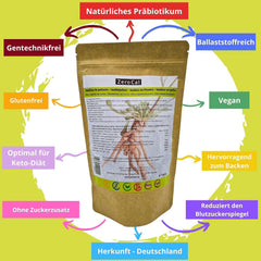 Zerocal - Inulin Pulver Aus Der Chicorée-Wurzel 500 G | Inulin Mit Hohem Ballaststoffgehalt |100% Vegan Und Glutenfrei |Herkunft Deutschland Indulcitori Naty Shop