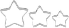 Set de forme pentru biscuiți Birkmann Star, pentru decuparea și decorarea biscuiților, marțipan și fondant, oțel inoxidabil, lavabil în mașina de spălat vase, 3 piese