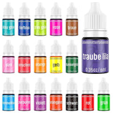 Colorant alimentar 18 culori x 6ml, colorant alimentar lichid, set de coloranți alimentari, culori de copt pentru decorarea torturilor, colorant alimentar pentru torturi, macaroane, glazură, fondant, accesorii de copt DIY