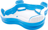 Intex 56475NP - Piscină gonflabilă pentru familie, pătrată cu patru locuri, vinil, multicoloră, 229x229x66 cm