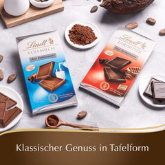 Ciocolată cu lapte Lindt fără zahăr adăugat | Baton 100g | Cea mai fină și fără gluten | Cadou de ciocolată