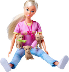 Simba Steffi Love Dog Trainer, Spielpuppe als Hundetrainerin mit einem Trainingsparcour, 3 Hunden und Zubehör, 29cm, ab 3 Jahren