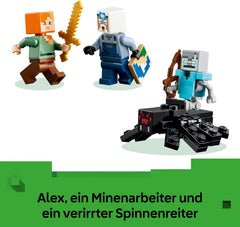 LEGO Minecraft Die Spitzhackenmine - Interaktives Spielzeug für Kinder - Alex, Minenarbeiter und Stray Spinnenreiter Figuren - Sammelbares Gamer Geschenk für Jungen & Mädchen ab 8 Jahren - 21277
