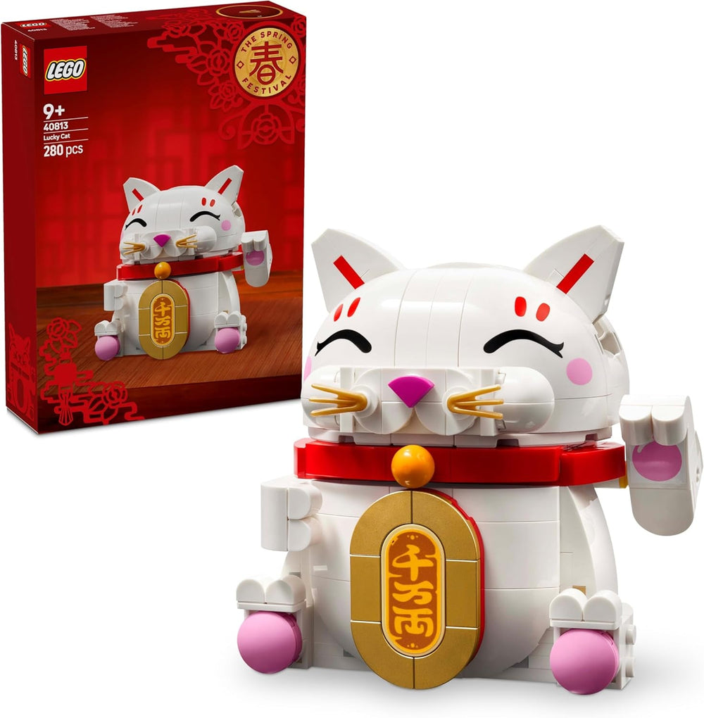 LEGO Glückskatze - Bauset für Erwachsene - Modellbau mit Tierfigur mit winkender Pfote sowie Goldmünze - Katzenfigur zum Bauen - DIY Deko Set - Kreatives Geschenk für Kinder & Erwachsene - 40813