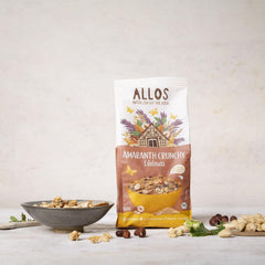 Muesli crocant premium cu nuci și amarant Allos | Muesli organic | Muesli cu nuci | Fulgi de ovăz | Cereale pentru micul dejun | Vegan | Pachet de 6 (6 x 400g)