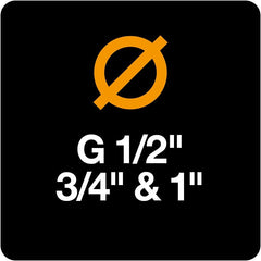 Set furtun de apă Fiskars pentru roată hidraulică, cu 2 conectori furtun și conector robinet, dimensiune universală, nivel de rigiditate torsională 4 (din 5), 1,8 m, Ø1,3-1,5 cm (1/2-5/8"), negru/portocaliu/albastru, 1057621