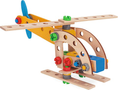 Eichhorn - 100039022 - Constructor Kranwagen, 70-teilig, Holzspielzeug-Konstruktionsset, 4 Verschiedene Modelvarianten baubar, Holzbaukasten, Motorikspielzeug ab 3 Jahren