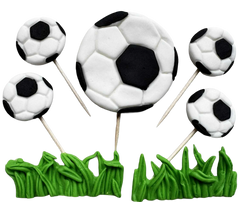 SportCake Set 7 Decoratiuni Comestibile Fotbal - Decoratiuni Din Pasta De Zahăr 2-6 Cm