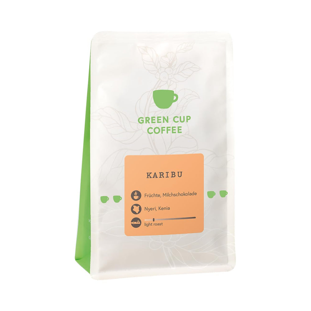 Cafea - Karibu I 100% Arabica I Boabe de cafea 250g I Ideală pentru aparate de cafea complet automate, cafea cu filtru și presă franceză cu arome de ciocolată, fructate și dulci I prăjire ușoară