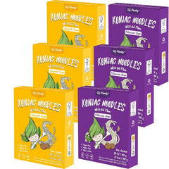 Tăiței Konjac Premium din Thailanda, Vegani, Fără Gluten - 240g x Pachet de 6 (12 pachete), Tăiței Shirataki Elf-Family, Tăiței Instant, Paste/Keto/Conținut scăzut de carbohidrați/Conținut scăzut de calorii/Fără zahăr - Spaghete și Fettuccine