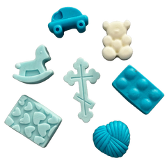 Set 7 decoratiuni comestibile din pasta de zahar, Botez Decoratiuni din Pasta de Zahar Nati Shop
