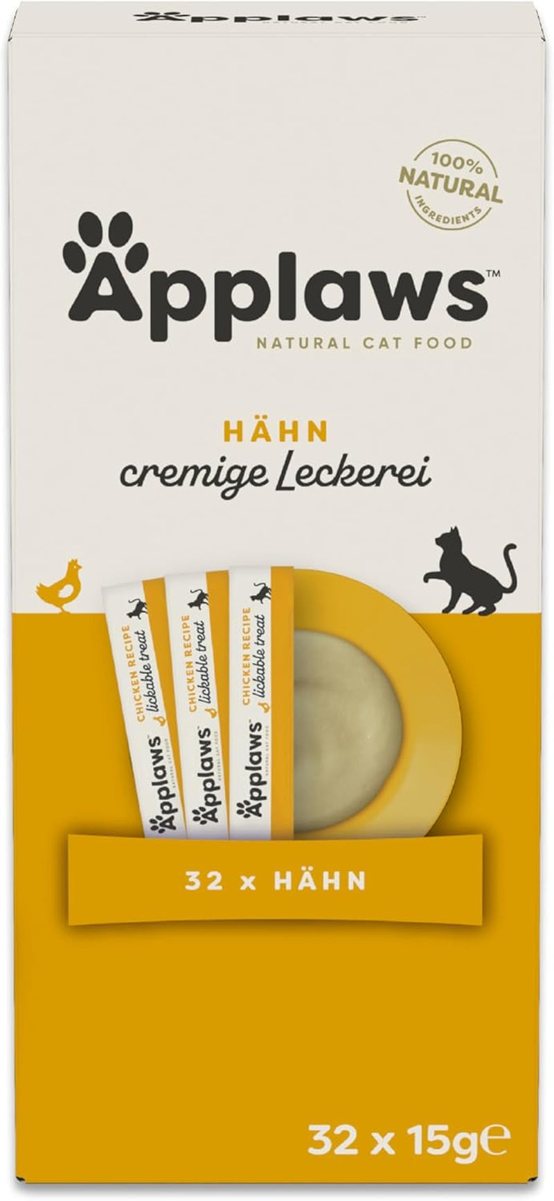 Applaws Snack cremos cu pui, fără cereale, pentru pisici și pisoi, 32 pliculețe x 15 g