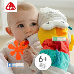 Fehn păpușă de mână pentru bebeluși crocodil - jucărie de pluș cu zornăitor, hârtie care foșnește, teether și squeaker - păpușă de mână pentru bebeluși - jucărie care pocnește pentru bebeluși și copii mici de la 6+ luni Jucarii Bebe Naty Shop