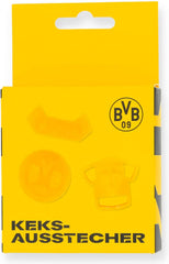 Set de forme pentru biscuiți BVB, 3 piese, Produs oficial Borussia Dortmund, Se poate spăla în mașina de spălat vase, Galben