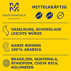 Martermühle Aßlinger Mischung Kaffeebohnen 1kg I Arabica I Aromen: Haselnuss, Leichte Würze, Schokolade I Ganze Kaffee-Bohnen schonend geröstet, säurearm