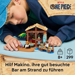 LEGO ONE PIECE Windmühlendorf-Hütte - Spielzeug mit Boot, Jungen Ruffy, Shanks & Makino Minifiguren sowie Zubehör - inkl. Steckbrief - Anime-Geschenk für Jungen, Mädchen & Fans ab 8 Jahren - 75636