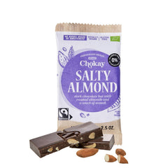 Baton BIO - MIGDALE SĂRATE/Ciocolată neagră belgiană cu migdale și sare de mare/VEGAN, FĂRĂ GLUTEN ȘI COMERȚ ECHITABIL / 1x70g