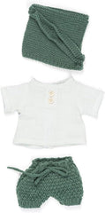 Miniland Kleiderset Dolls 32cm groß, Modell Forest, Junge, 31649, Grün/Weiß