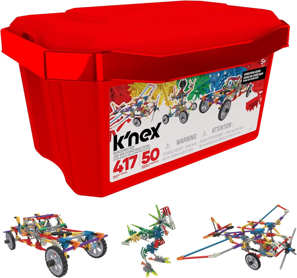 K'Nex Basic Fun Fantasie-Kreationsbereich 50 Modelle Baukasten, 417-teiliges Lernset, Technikspielzeug für Kinder, Konstruktionsspielzeug ab 5 Jahren, inkl. Aufbewahrungsbox