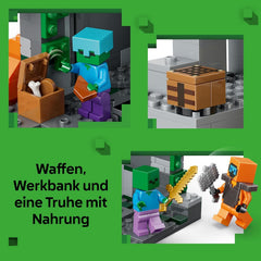 LEGO Minecraft Zombieverlies - Bauspielzeug für Rollenspiele - Minecraft-Spielset für Jungen und Mädchen ab 8 Jahren mit 3 Zombies, einem Krieger und Videospielzubehör - 21587
