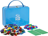Plus-Plus 9607002 Geniales Konstruktionsspielzeug, Basic, Bausteine-Set in praktischer Metall-Box mit Henkel, 600 Teile, bunt