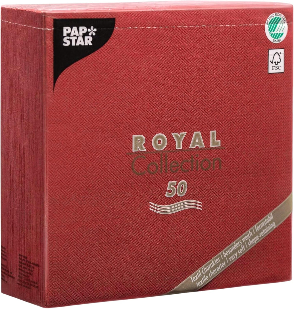 Papstar 11608 50 de șervețele "Royal Collection" 1/4 fold 40 X 40 cm, Bordeaux