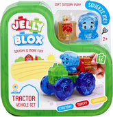 Jelly Blox - Traktor-Set, 12 taktile weiche Bausteine, Spiel mit Traktor und Bauer, Sinnesbaukasten für Kinder ab 2 Jahren, ausziehbare und Flexible Bausteine