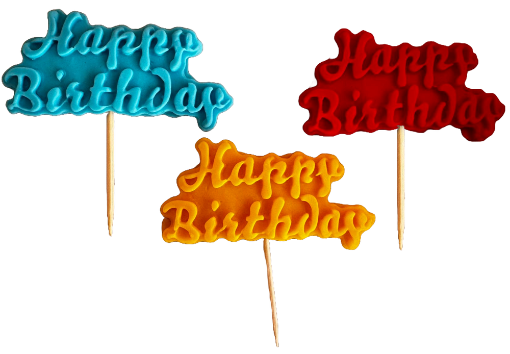 Set 3 decoratiuni comestibile din pasta de zahar, Happy Birthday Decoratiuni din Pasta de Zahar Naty Shop