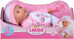 Simba 105140020 - My Love Baby Talk, Weichkörperpuppe mit Schlafaugen in süßem Strampler, macht 24 Babylaute, 30cm, Babypuppe ab 2 Jahre
