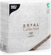 Papstar 11682 50 șervețele "Royal Collection" 1/4 pliere 40 X 40 cm "Ornamente", alb